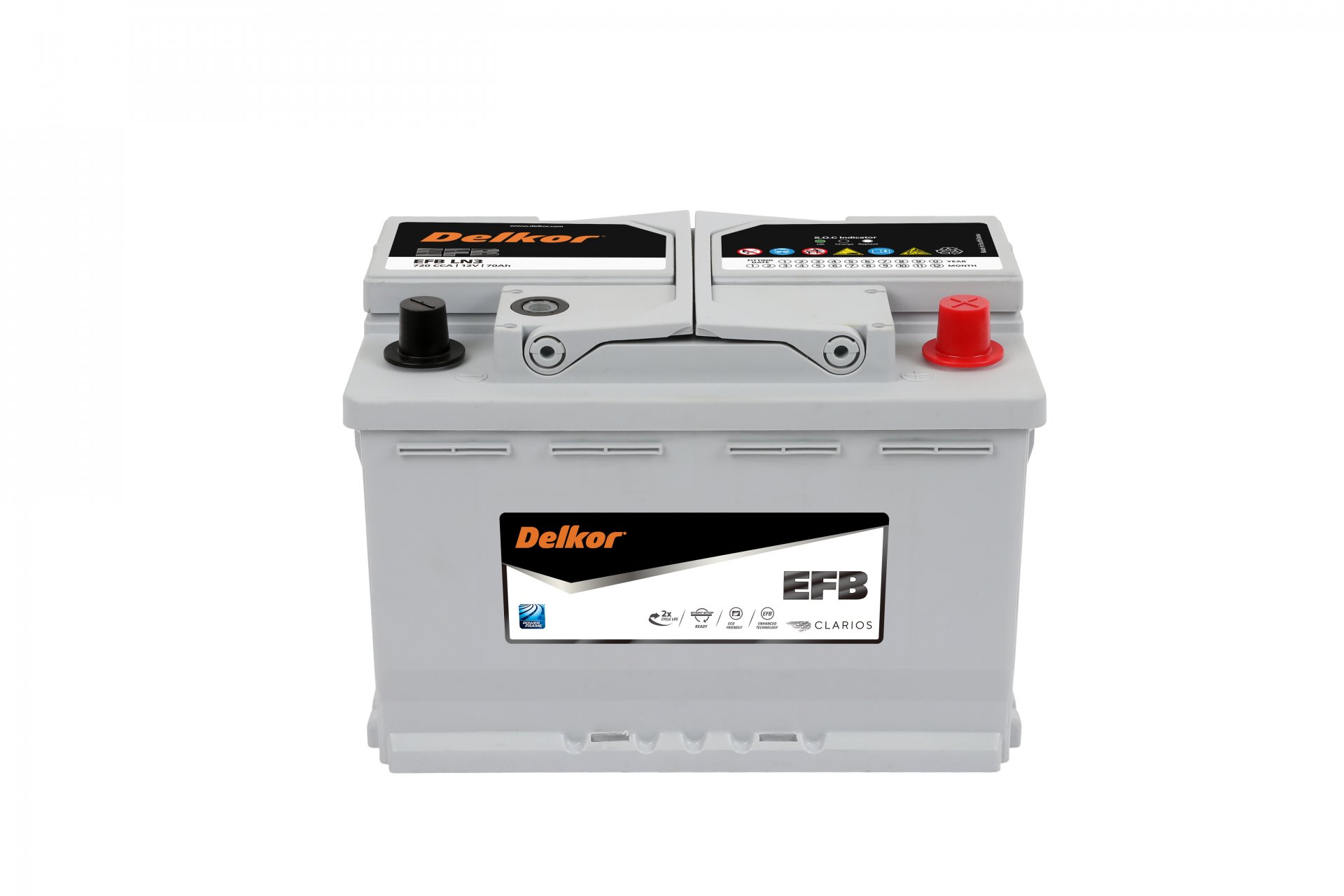 แบตเตอรี่ Delkor EFB LN3 (EFB-Enhanced Flooded Battery Type) 12V 70Ah
